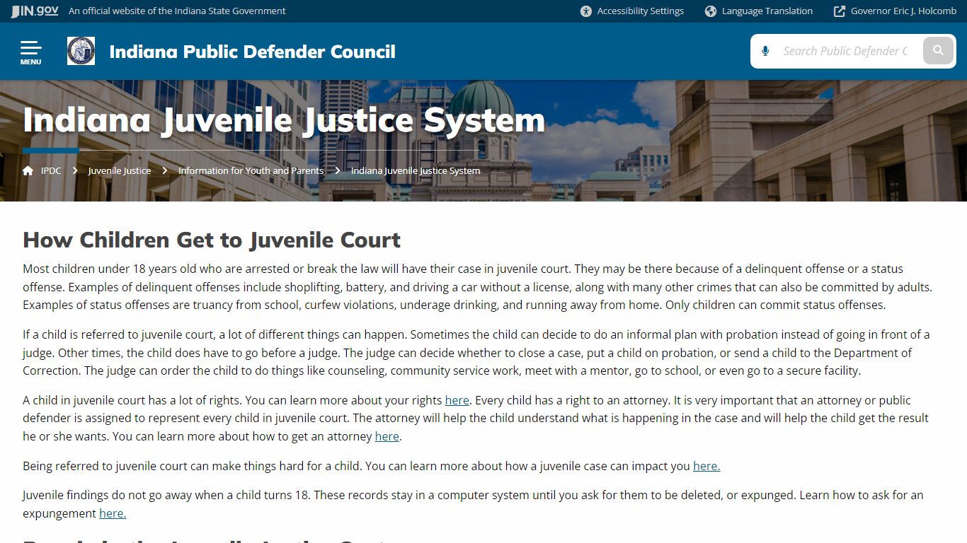 IPDC: Indiana Juvenile Justice System - IN.gov