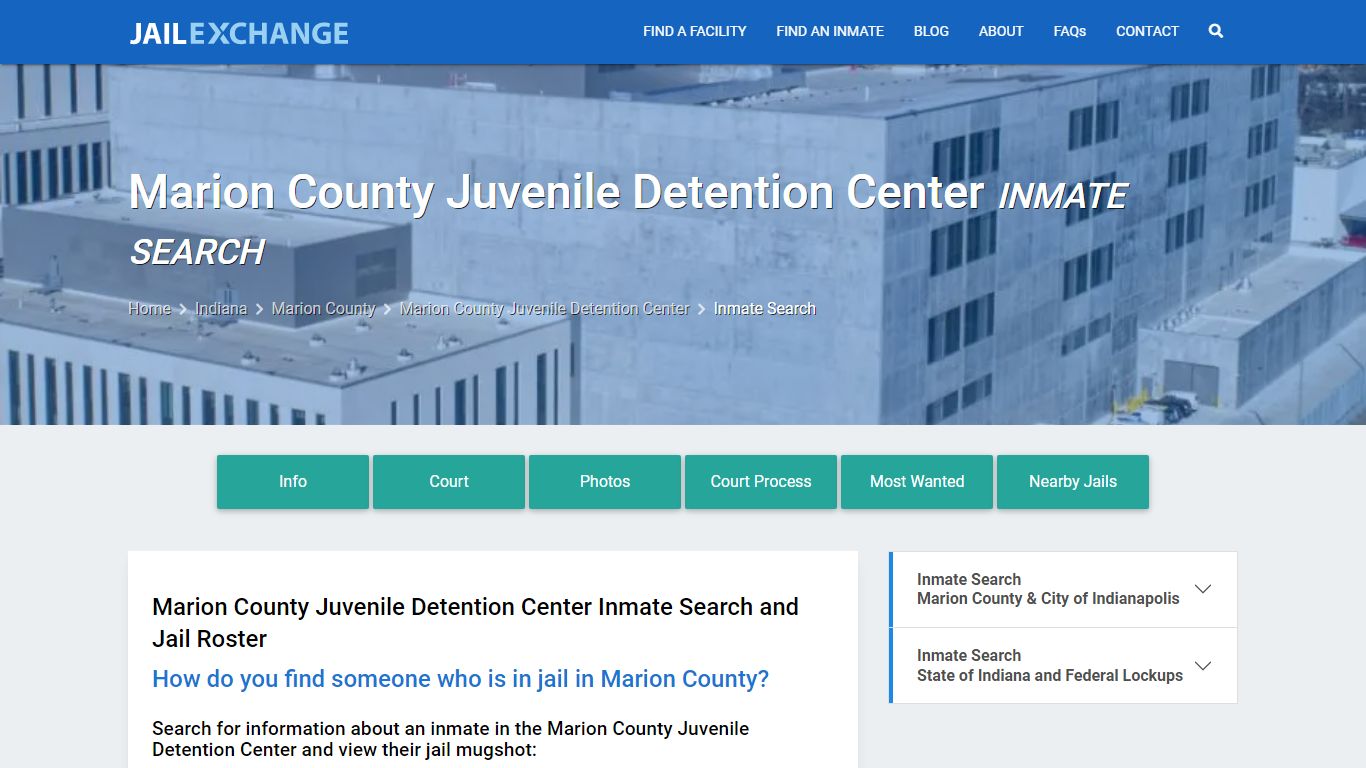 Marion County Juvenile Detention Center Inmate Search - Jail Exchange